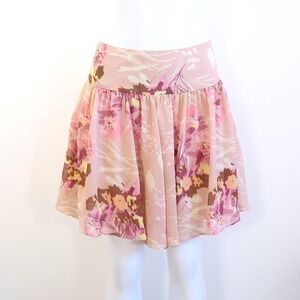 y2k gap pink floral chiffon mini skirt sheer layered